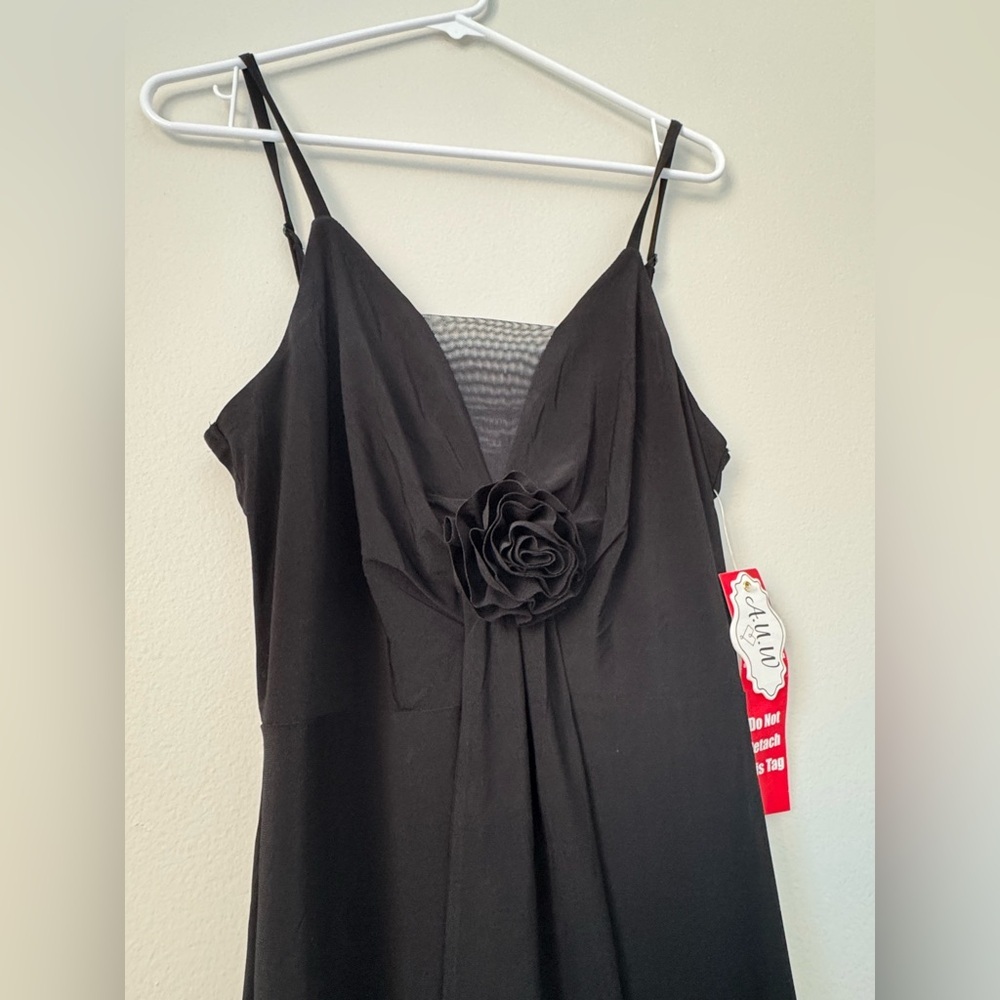 AUW Long Slip Column Sexy Black Dress Women's Size L NWT - Picture 4 of 9